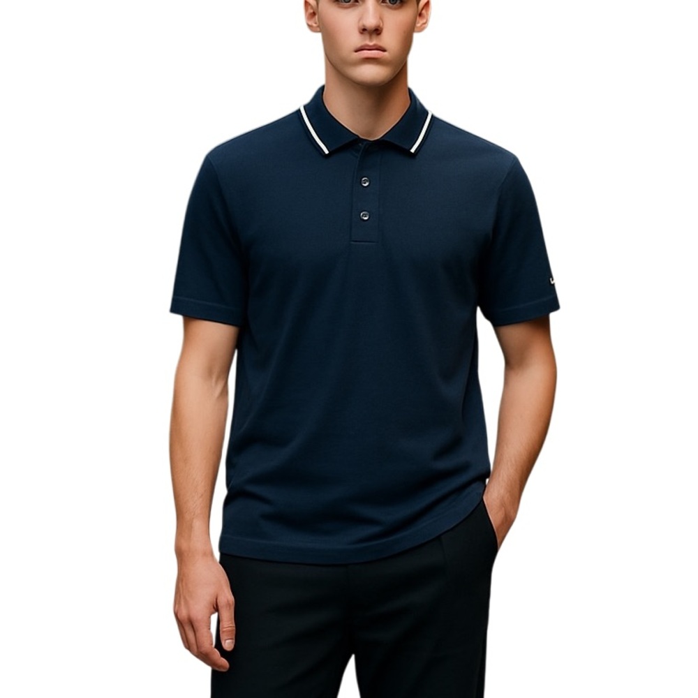 Mens Tipped Collar Short Sleeve Golf Shirt Classic Business Casual  (5NWT-0006)